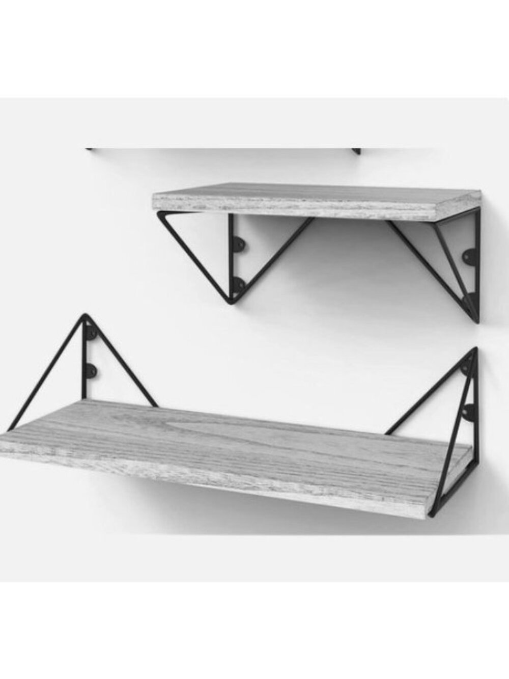 Wall Mounted Floating Shelves Set Of 3 With Rustic Wood & Metal Brackets NEW